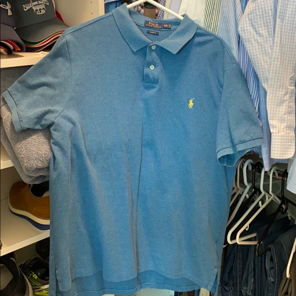 Heather blue custom fit polo
